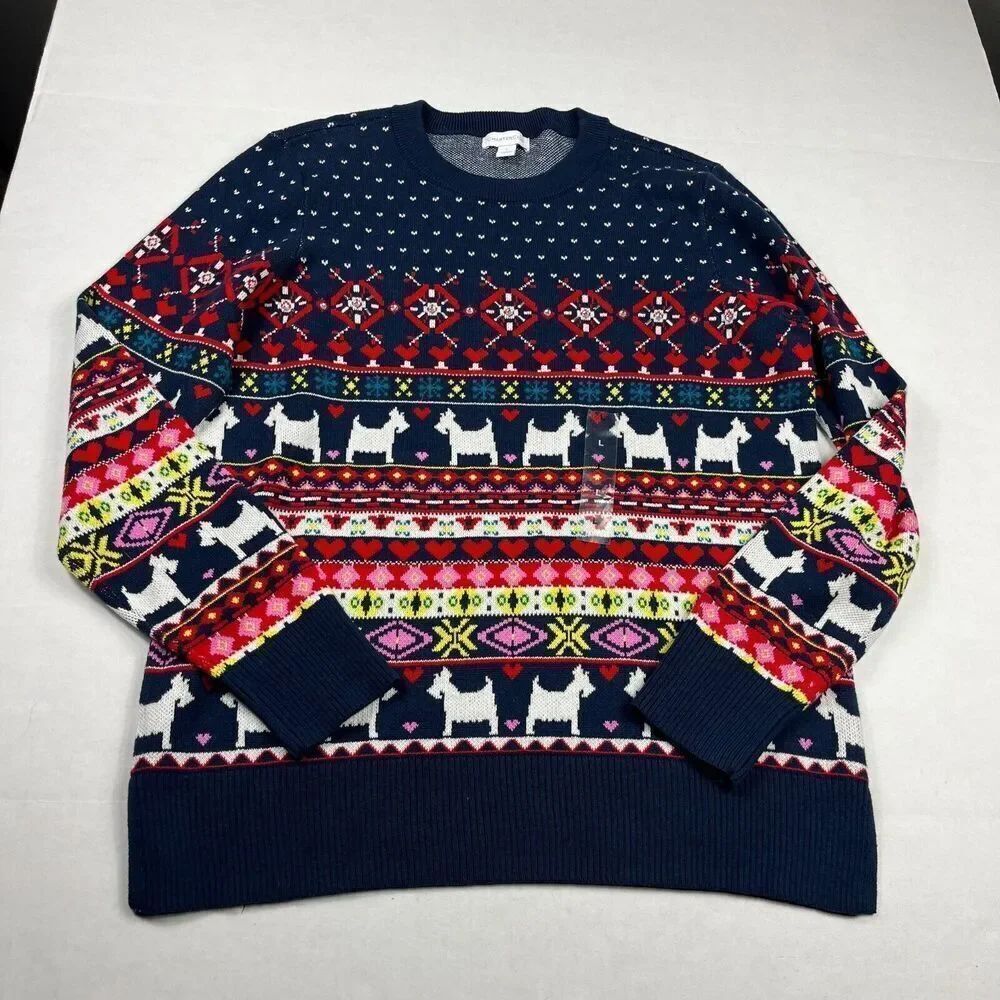 Charter Club Womens Sweater Fair Isle Dog Mom Holiday Casual Pullover LARGE NEW